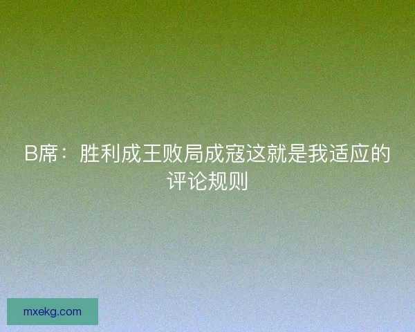 B席：胜利成王败局成寇这就是我适应的评论规则
