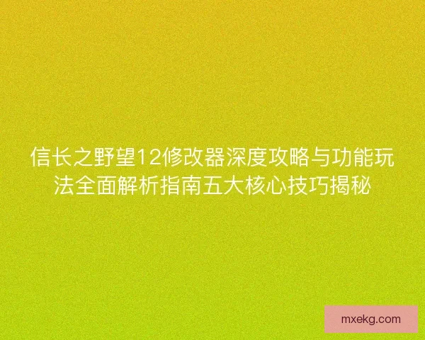 信长之野望12修改器深度攻略与功能玩法全面解析指南五大核心技巧揭秘